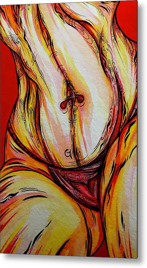 Belly Pierce - Metal Print