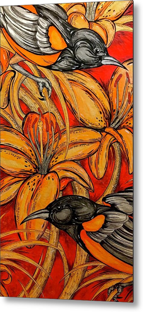 Oriole Pair - Metal Print