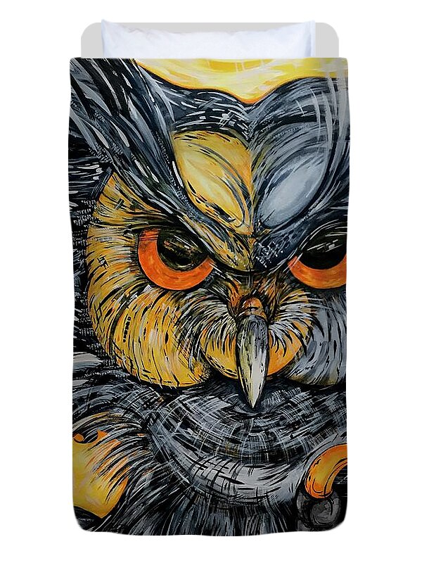 Un Great Horned Owl - Duvet Cover