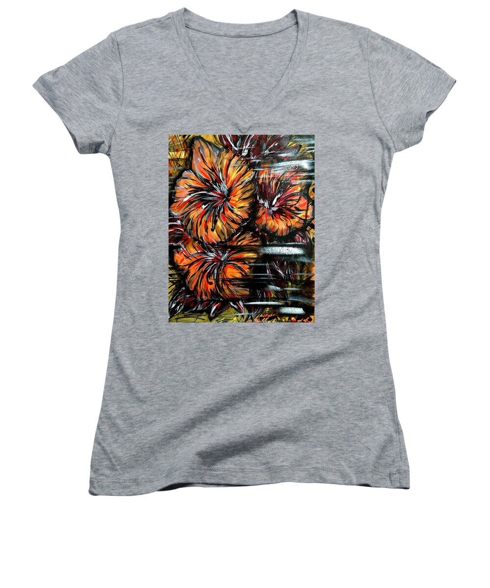 Abstract Lillies - Women's V-Neck