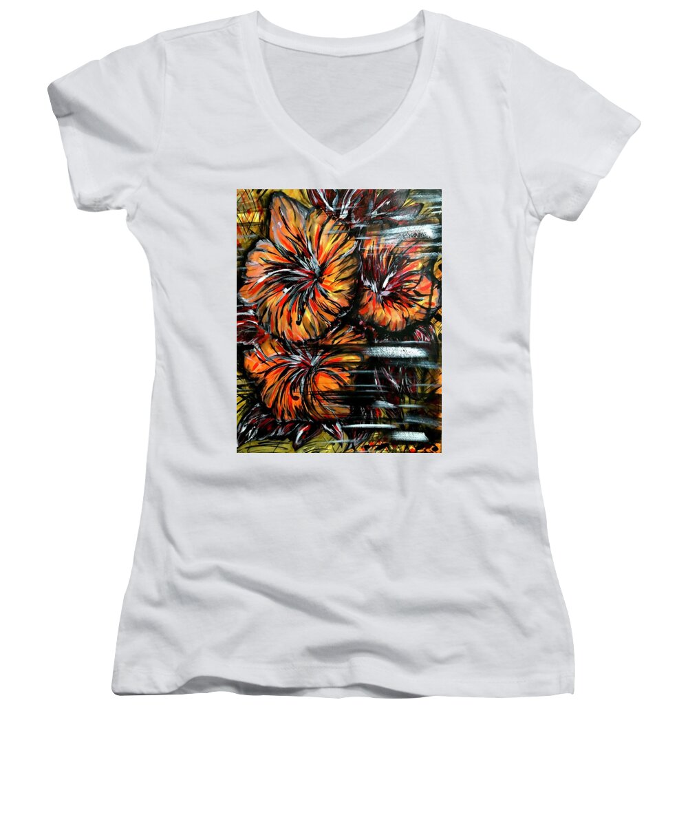Abstract Lillies - Women's V-Neck