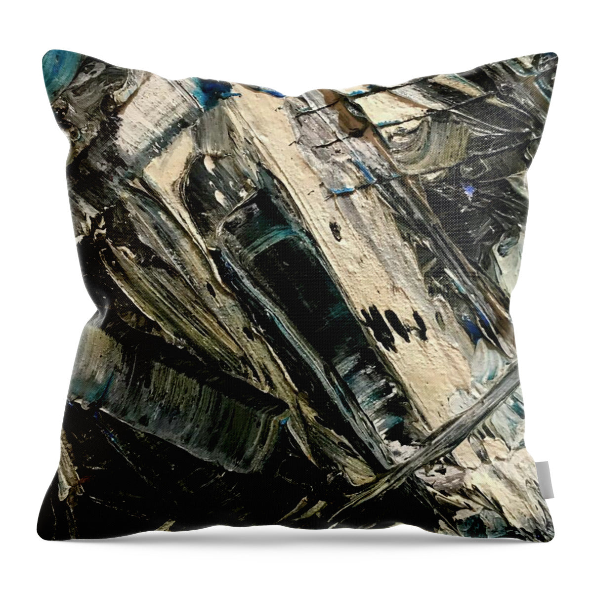 Blue Scrape - Throw Pillow