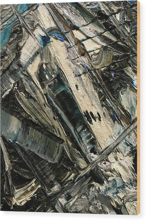 Blue Scrape - Wood Print