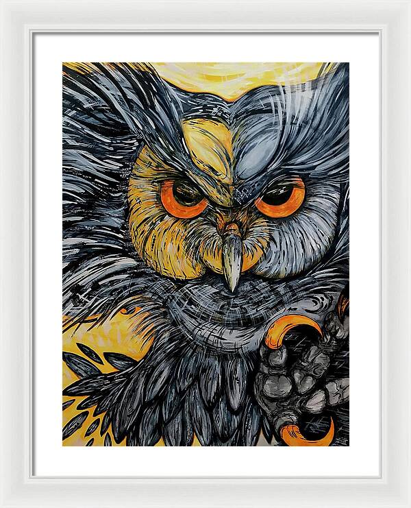 Un Great Horned Owl - Framed Print