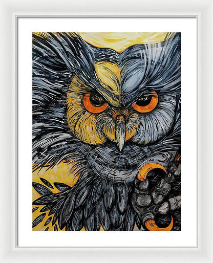 Un Great Horned Owl - Framed Print