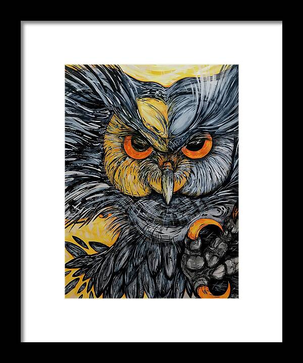 Un Great Horned Owl - Framed Print