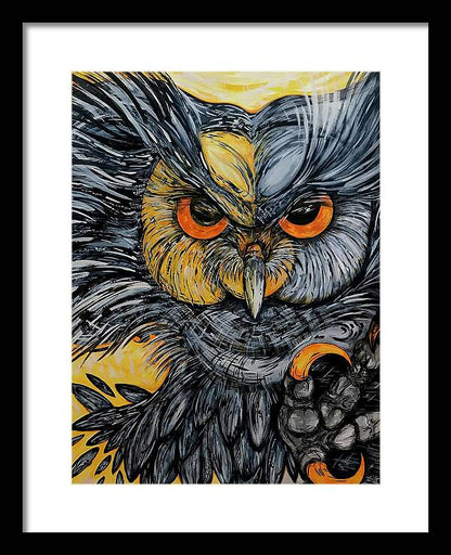 Un Great Horned Owl - Framed Print