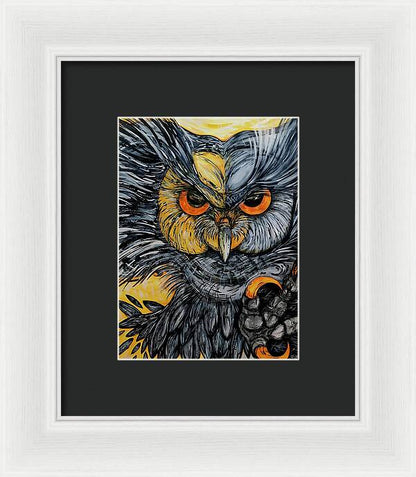Un Great Horned Owl - Framed Print