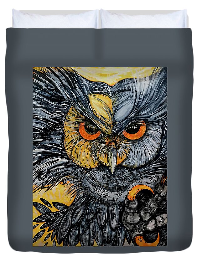Un Great Horned Owl - Duvet Cover