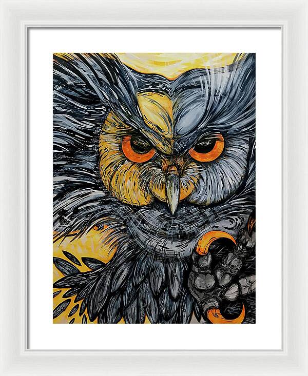 Un Great Horned Owl - Framed Print