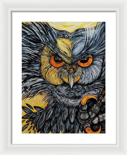 Un Great Horned Owl - Framed Print