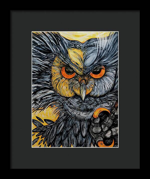 Un Great Horned Owl - Framed Print