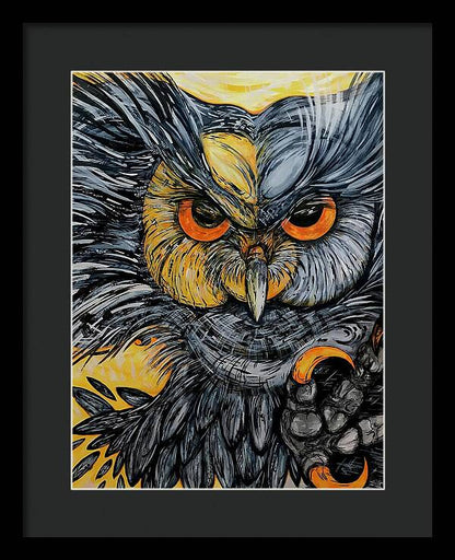 Un Great Horned Owl - Framed Print