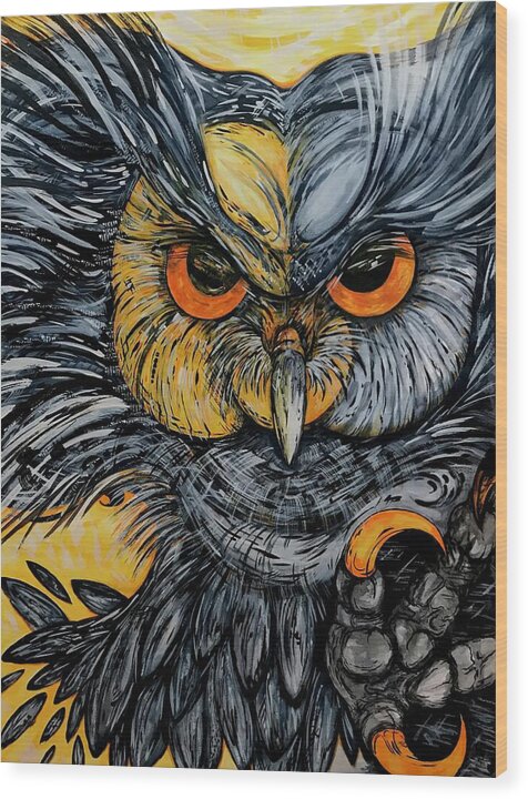 Un Great Horned Owl - Wood Print