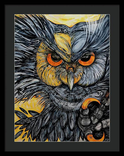 Un Great Horned Owl - Framed Print