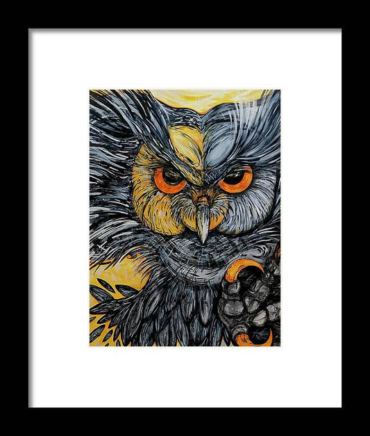 Un Great Horned Owl - Framed Print