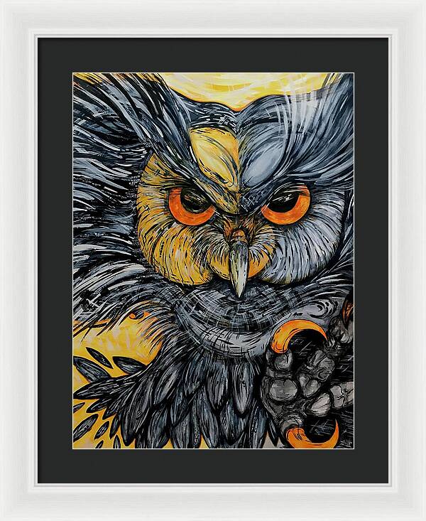 Un Great Horned Owl - Framed Print