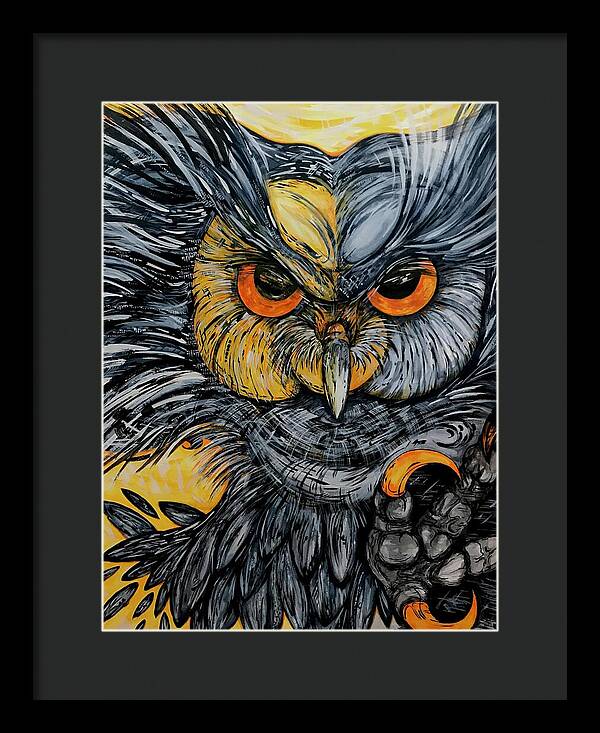 Un Great Horned Owl - Framed Print
