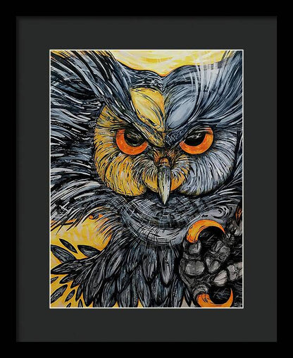 Un Great Horned Owl - Framed Print