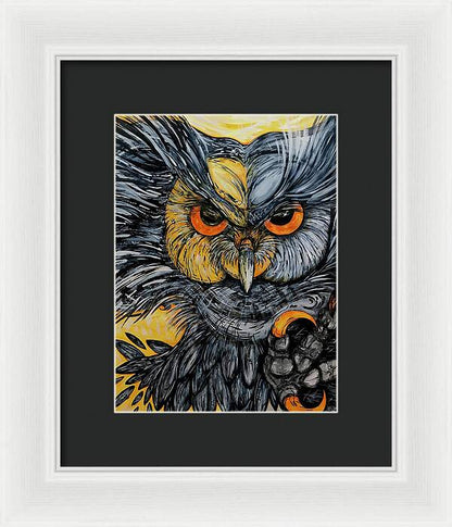Un Great Horned Owl - Framed Print