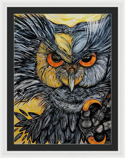 Un Great Horned Owl - Framed Print