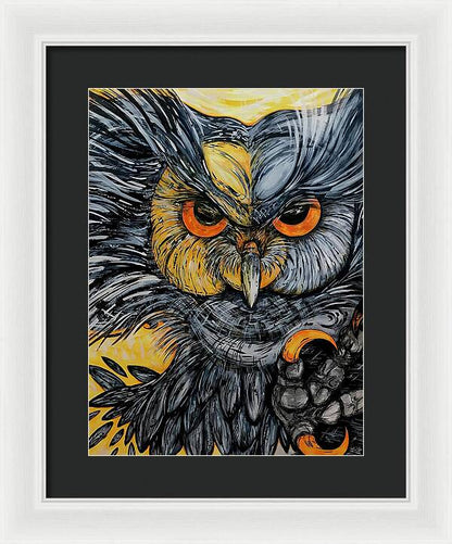 Un Great Horned Owl - Framed Print