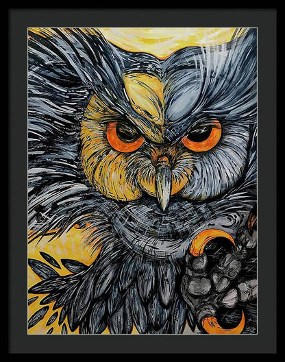 Un Great Horned Owl - Framed Print