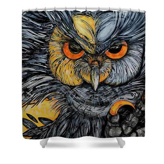 Un Great Horned Owl - Shower Curtain