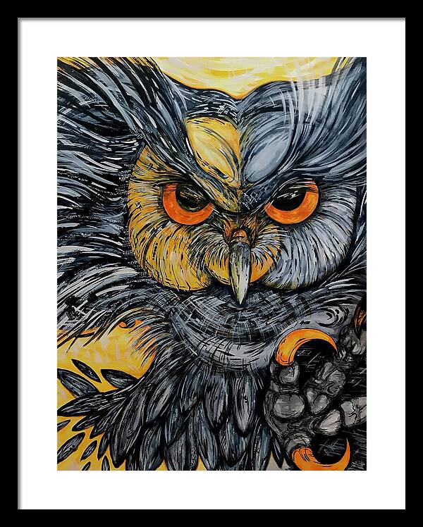 Un Great Horned Owl - Framed Print