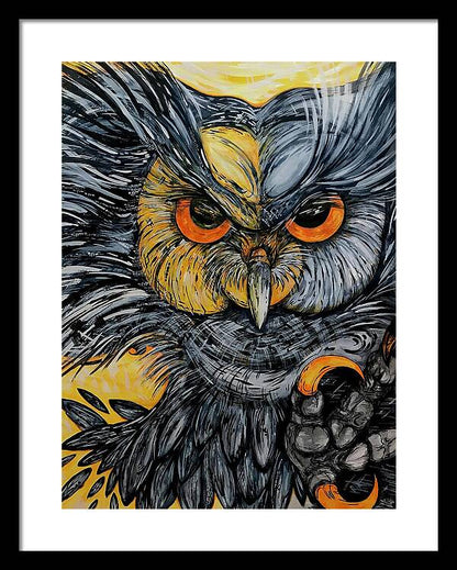 Un Great Horned Owl - Framed Print