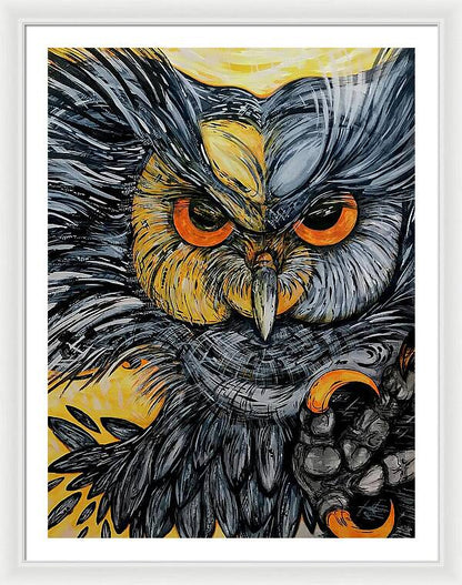 Un Great Horned Owl - Framed Print