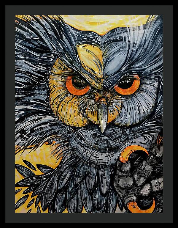 Un Great Horned Owl - Framed Print