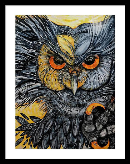 Un Great Horned Owl - Framed Print