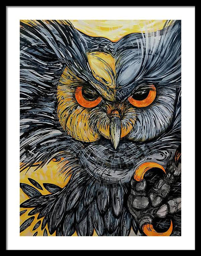 Un Great Horned Owl - Framed Print
