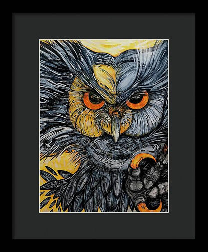 Un Great Horned Owl - Framed Print