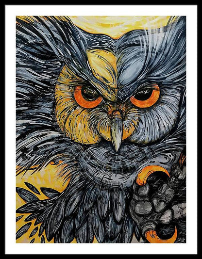 Un Great Horned Owl - Framed Print