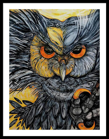 Un Great Horned Owl - Framed Print