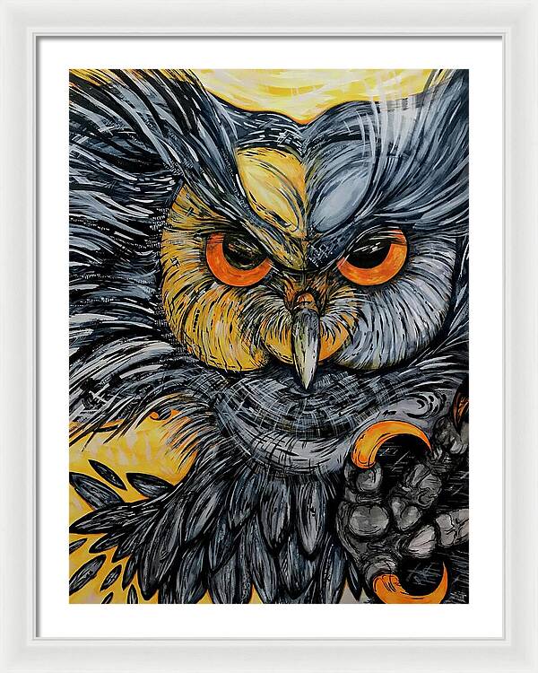 Un Great Horned Owl - Framed Print