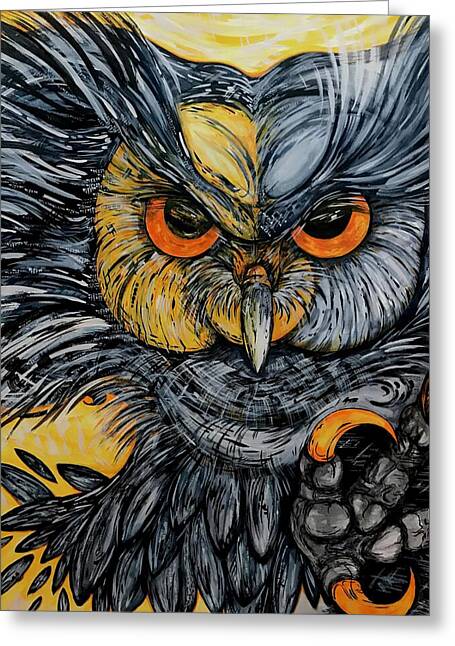 Un Great Horned Owl - Greeting Card