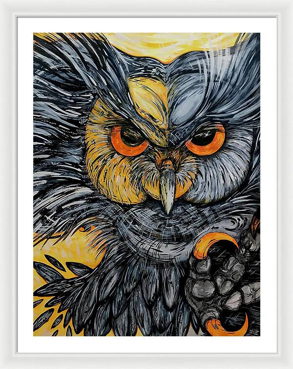 Un Great Horned Owl - Framed Print