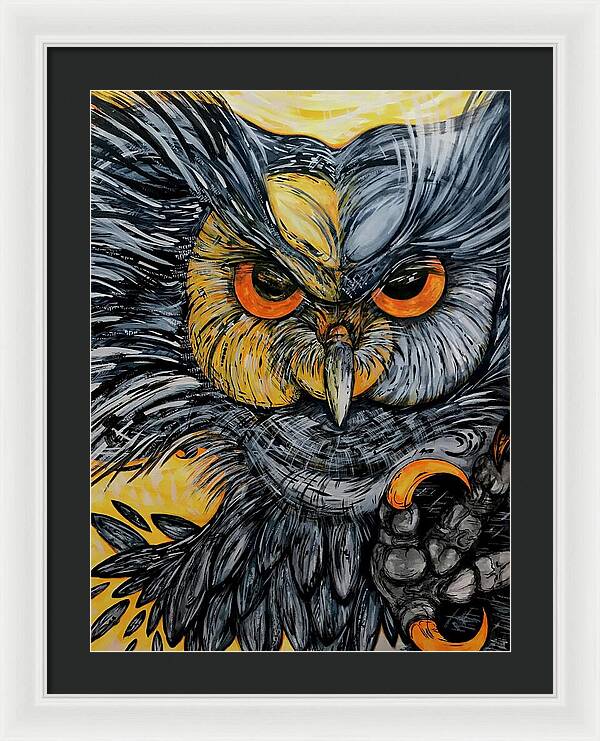 Un Great Horned Owl - Framed Print