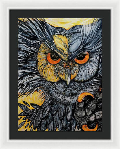 Un Great Horned Owl - Framed Print