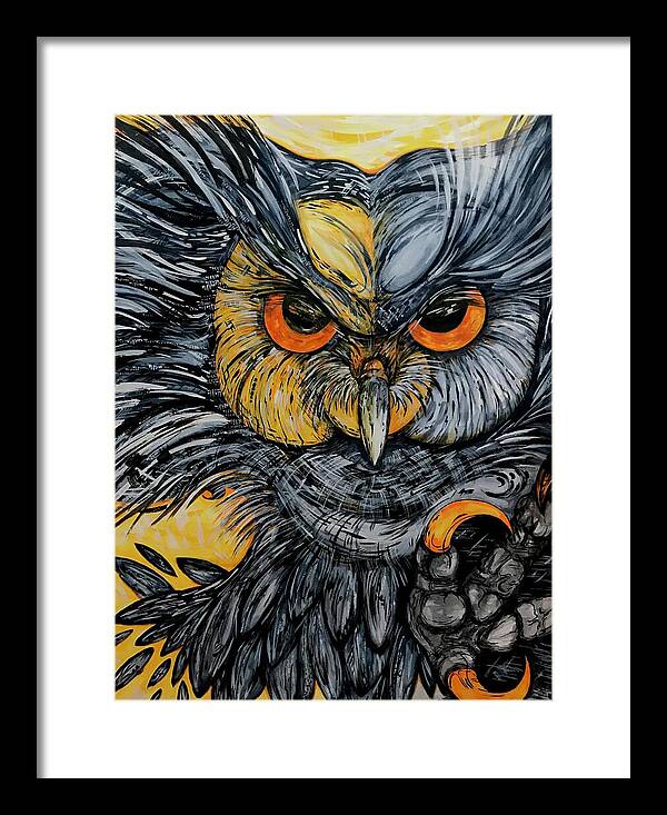 Un Great Horned Owl - Framed Print