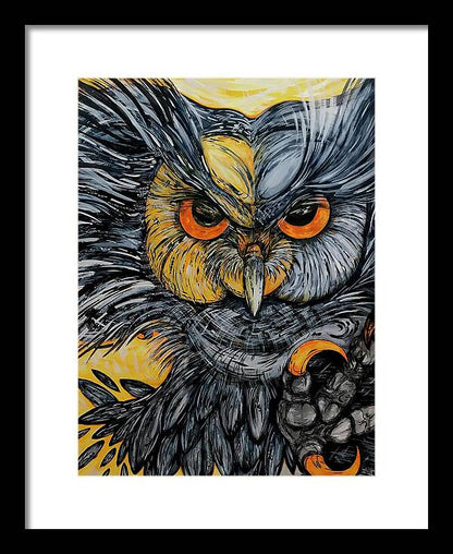 Un Great Horned Owl - Framed Print
