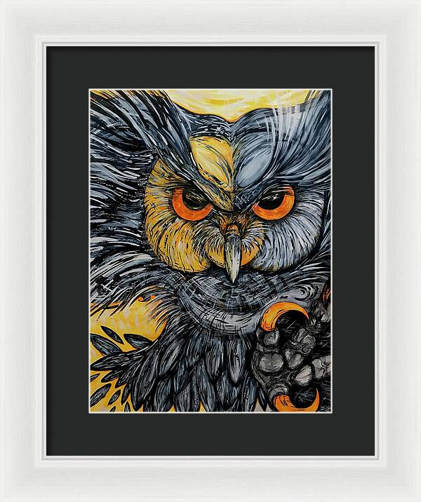 Un Great Horned Owl - Framed Print