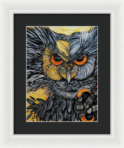 Un Great Horned Owl - Framed Print