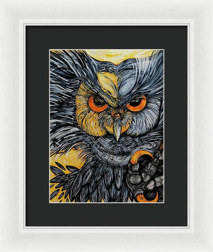 Un Great Horned Owl - Framed Print