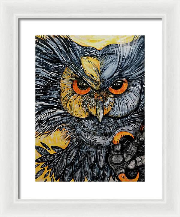 Un Great Horned Owl - Framed Print