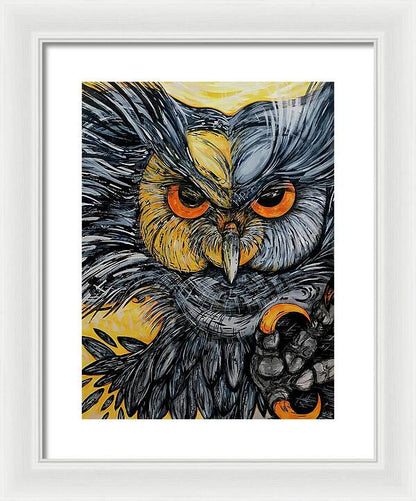 Un Great Horned Owl - Framed Print