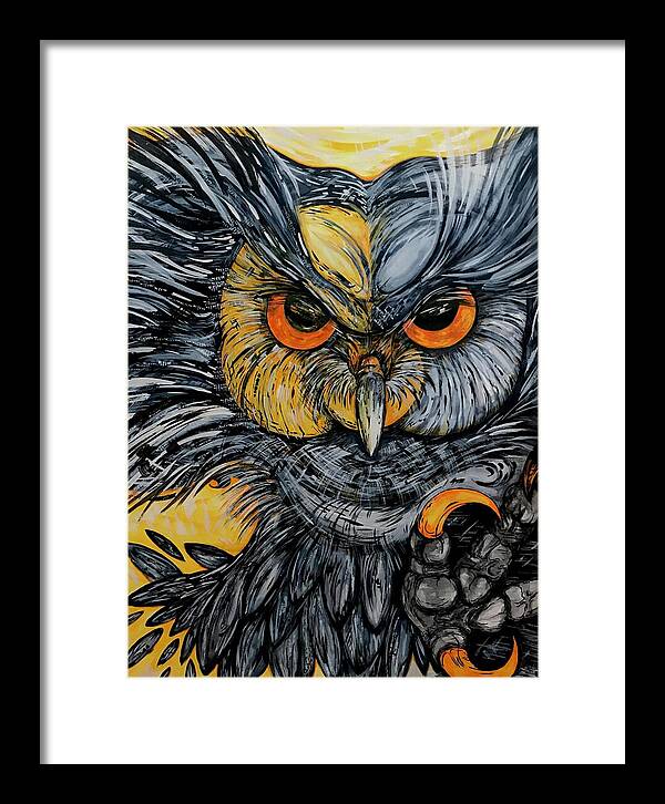 Un Great Horned Owl - Framed Print